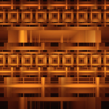 Abstract geometric background in gold colors for web themes, techno style.の写真素材