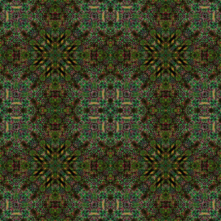 seamless Abstract kaleidoscope background. Beautiful carpet texture in green and beige colors.