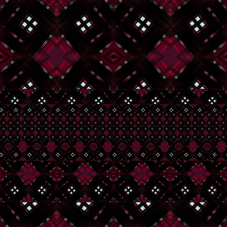Geometric pattern in crimson color on a dark background.