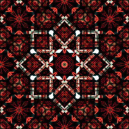 illustration madala background geometric semaless pattern mirror blend red color