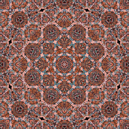 illustration madala background geometric semaless pattern mirror blend pink colorの写真素材