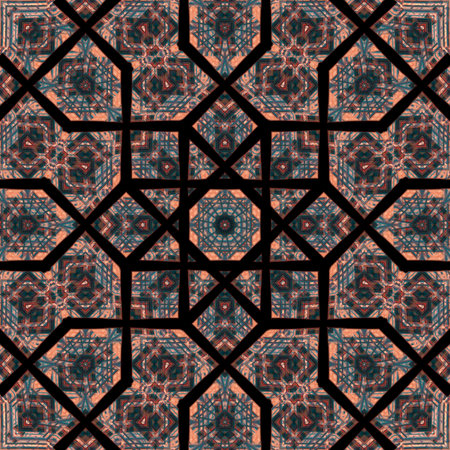 Seamless pattern with madala ornament, indian style, stylized jewelryの写真素材