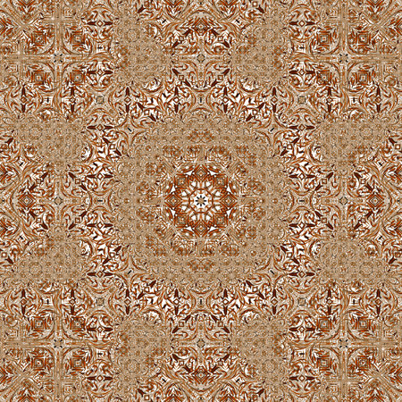 beige seamless pattern with mandala ornament. Traditional Arabic, Indian motifs. Great for fabric and textile, wallpaper, packaging or any desired idea.の写真素材