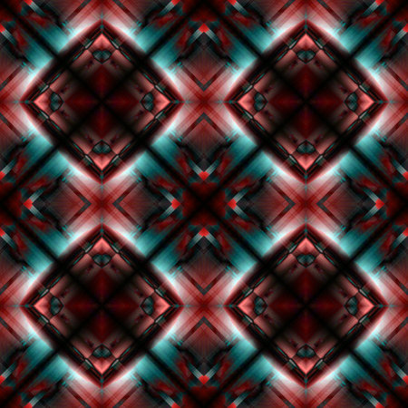 Geometric pattern of glowing rhombuses in neon colors.の写真素材