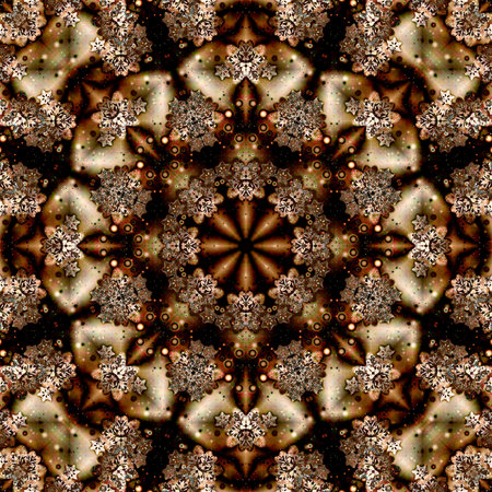 brown floral pattern with arabesque and oriental golden elements. Seamless abstract traditional ornament for wallpapers and backgroundの写真素材