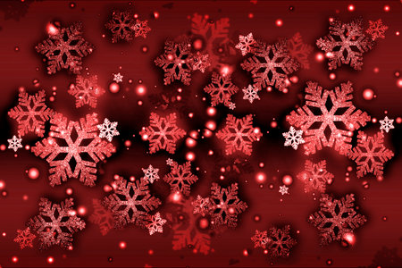 Beautiful snowflake Christmas on a dark burgundy background. Luxury greeting card.の写真素材