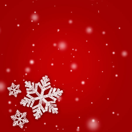 red background with snowflakes, Place for text, copyspace.の写真素材