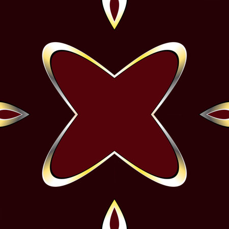 A beautiful burgundy flower with a golden border. Seamless pattern for design.の写真素材