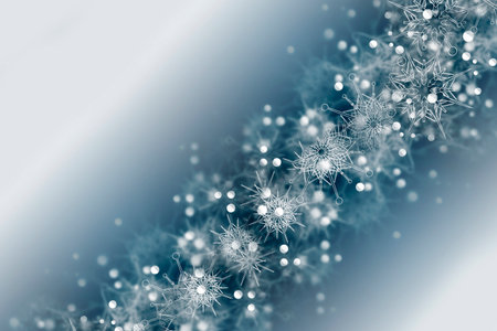 Beautiful silver background with snowflakes. Place for text, copyspace.の写真素材
