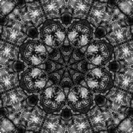 black and white surface Carpet abstract kaleidoscope Pattern,For scrapbook, wallpaper, cases for smartphones, web background, print, surface textureの写真素材
