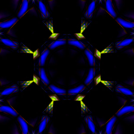 Geometric abstract pattern glowing figures on a black background. Seamless image.の写真素材