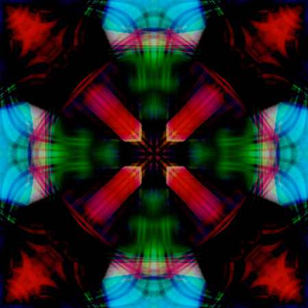 Seamless background pattern, Abstract symmetrical pattern with symmetrical elements. Dark color, disco style.の写真素材