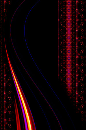 Multicolor vertical wavy lines on a dark background. Beautiful abstract vertical background.の写真素材