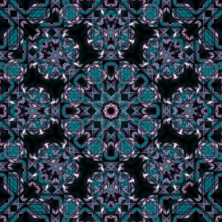 Beautiful seamless blue symmetrical pattern. Abstract pattern for design, print, web.の写真素材