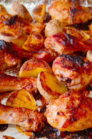 oven baked chicken. Home cooking. Delicious and healthy lunch.の写真素材