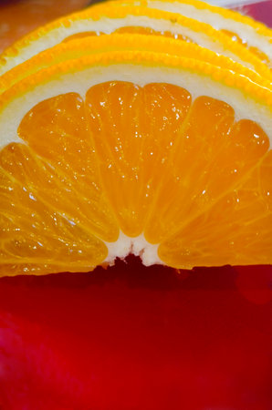 Sliced oranges. Healthy nutrition, vegetarian food.の写真素材