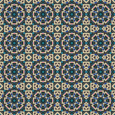 Seamless Batik ornamental elegant geometric patterns - colorful symmetric vintage design. Endless grid textures.の写真素材