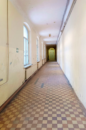 The corridor of the old building. Needs renovationの写真素材
