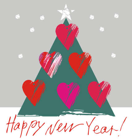Christmas tree with heartsのイラスト素材