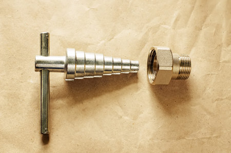 key for bolting and bolting on a light brown background. tinting. selective focus