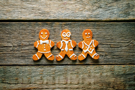 ginger biscuit on a dark wood background. tinting. selective focusの写真素材