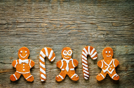 ginger biscuit on a dark wood background. tinting. selective focus