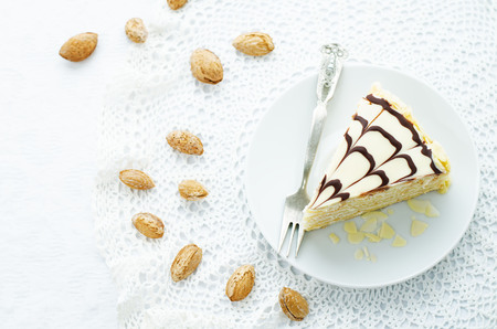 Esterhazy cake on a white background. tinting. selective focusの写真素材