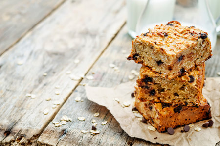 pumpkin cinnamon chip oatmeal barsの写真素材