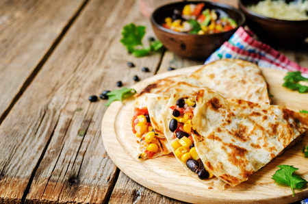 black beans tomato corn quesadilla. the toning. selective focusの写真素材