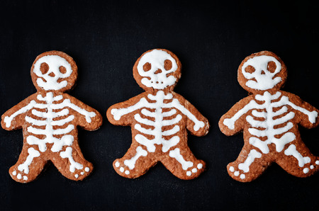 food background with cookies in the form of monsters for Halloween. the toning. selective focusの写真素材