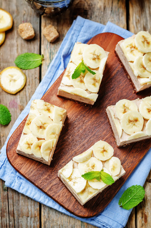 chocolate banana mousse cake. toning. selective focusの写真素材