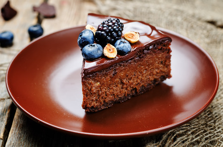 Chocolate hazelnut cake cheesecake. toning. selective focusの写真素材