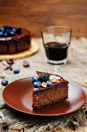 Chocolate hazelnut cake cheesecake. toning. selective focusの写真素材