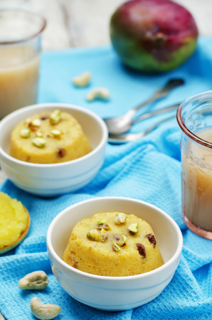 Indian Sooji mango Halwa. toning. selective focusの写真素材