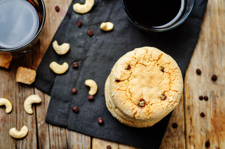 Cashew butter chocolate chips cookies. toning. selective focusの写真素材