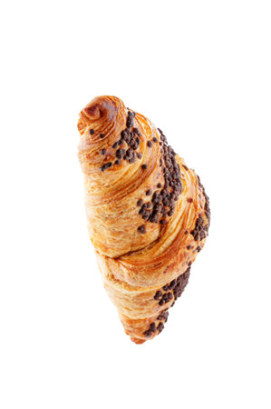 Chocolate croissants with chocolate sprinkles isolated. toning. selective focusの写真素材