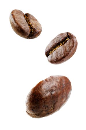 Coffee beans on a white background.  selective focusの写真素材