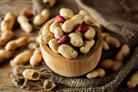 Peanuts in a bowl. toning. selective focus