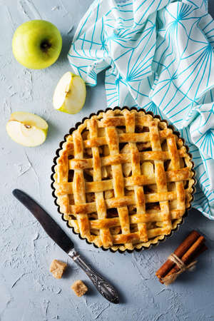 Apple pie with fresh apple slices. tonung. selective focusの写真素材