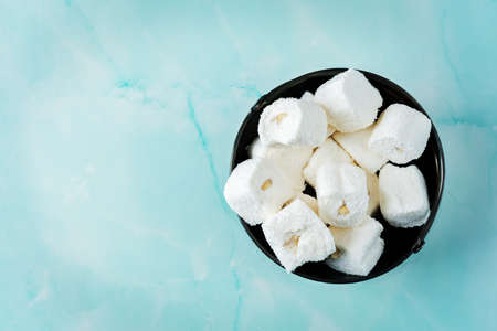 Turkish delight, Oriental sweetness with cashews nuts in a bowl. toning. selective focusの写真素材