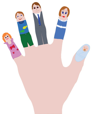 Father, mother, sister, brother on fingers as a symbol of happy familyのイラスト素材