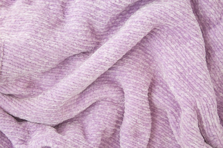  Lilac fabric with large knitted fibers closeup background.