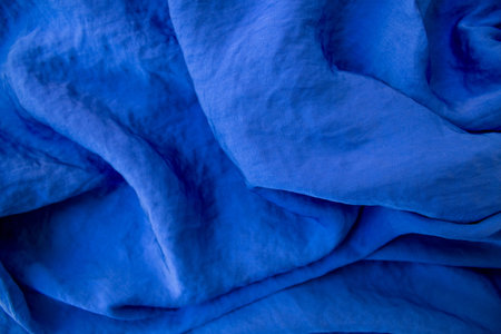  Blue satin with cotton and velvet in elegant folds shimmers with light and deep rich color. Top...