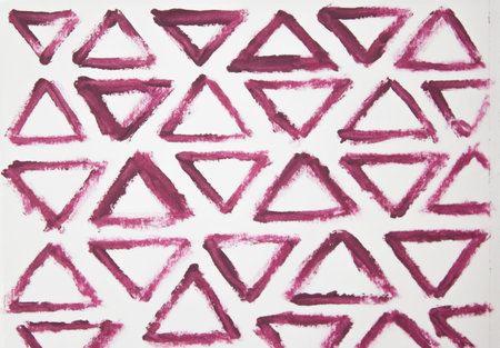 Handmade of burgundy triangles on white