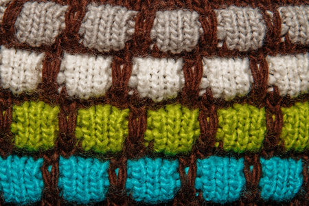 Colorful mottled and speckled thread knitting wool texture background.