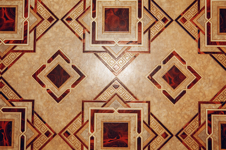 Linoleum with brown geometric pattern. Linoleum background textureの写真素材