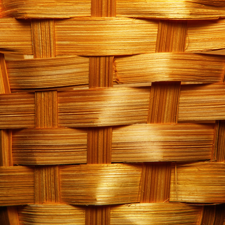 Old Wicker Texture, Weathered Yellow Background Patternの写真素材