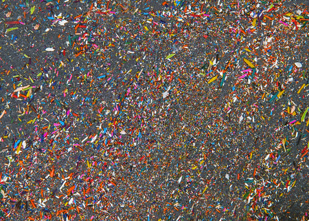 Slate Tray Texture background with  pencil crayons shavings. texture of natural black slate rockの写真素材
