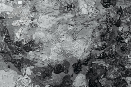 artists oil paints on wooden palette. macro artist's palette, texture mixed oil paints in different colors and saturation. art palette backgroundの写真素材