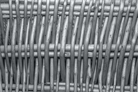 Old Wicker Texture, Weathered Brown Background Patternの写真素材